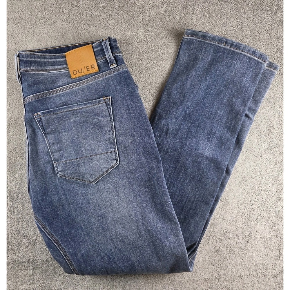 DUER L2X Relaxed Taper Jeans Med Wash Denim Cotton Blend 5-Pocket Mens‎ 33X31